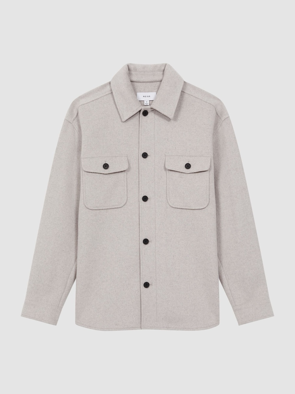 Reiss Liam Shirt Jacket Wool Blend in Oatmeal Size Large